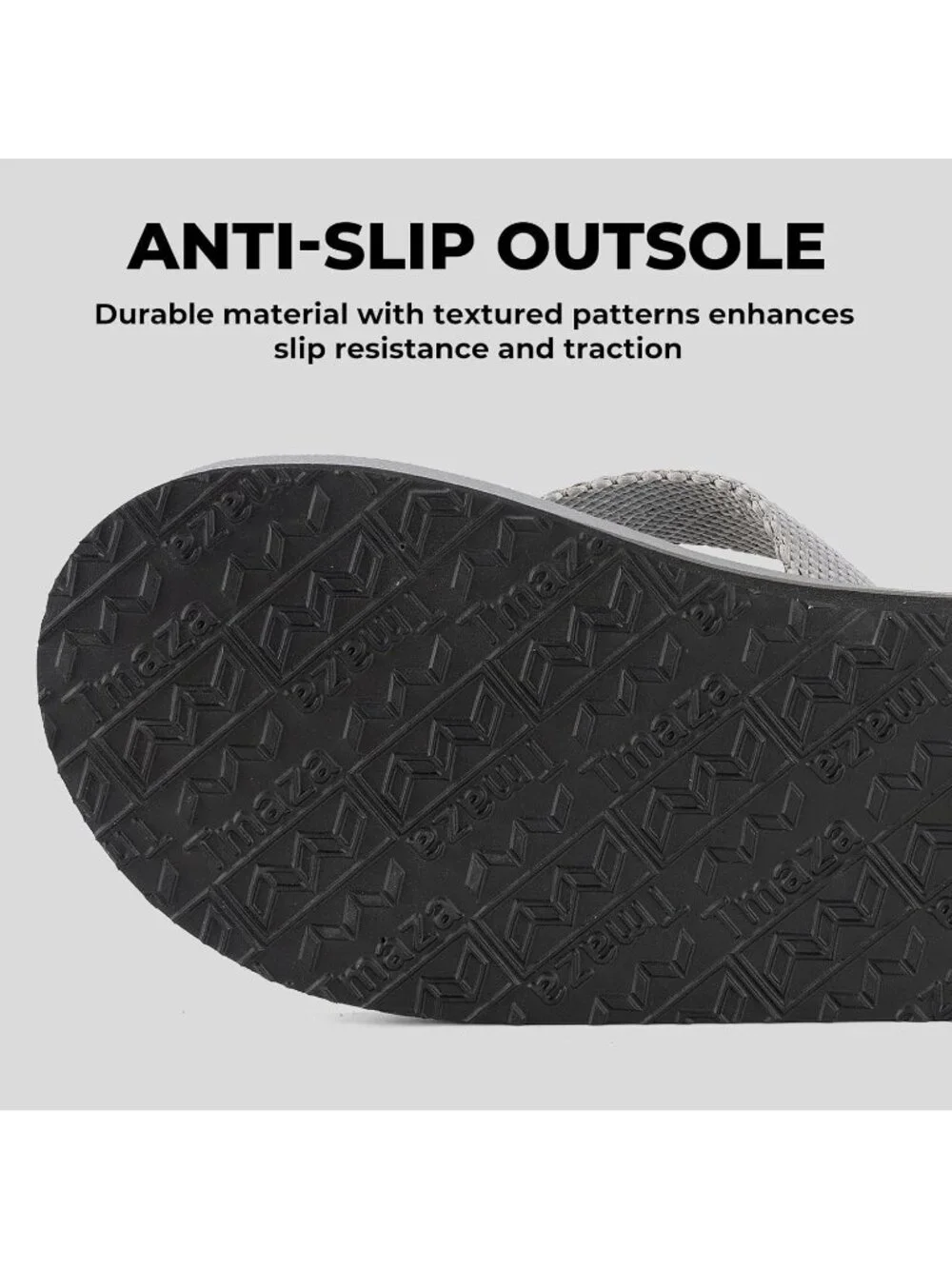 Men's Light Grey Flip Flops With Arch Support Summer Outdoor Beach Sandals